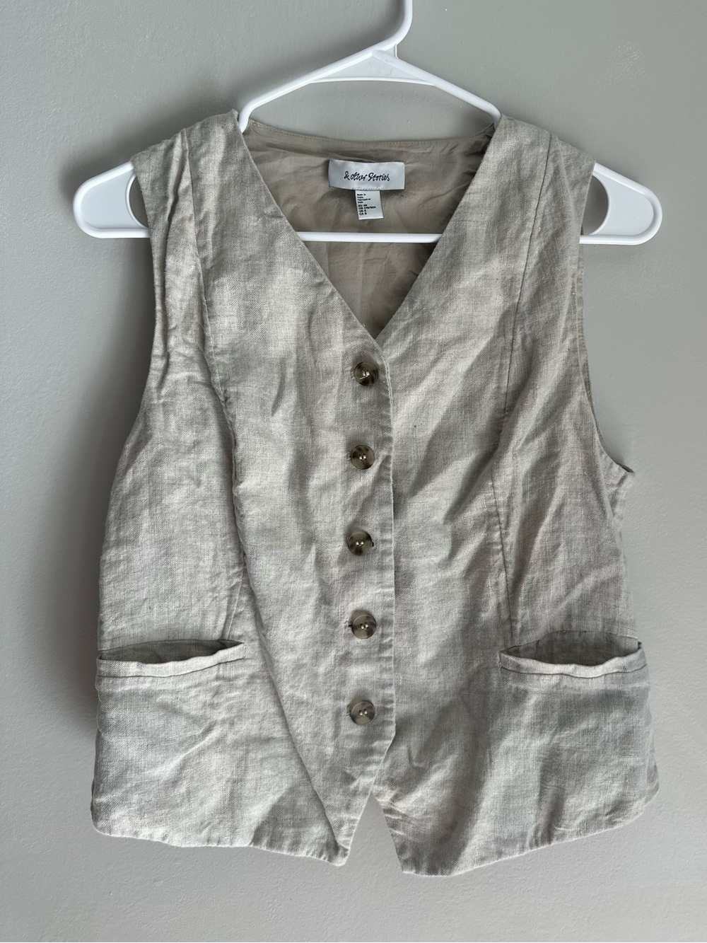 & other stories tailored linen vest natural beige size 8